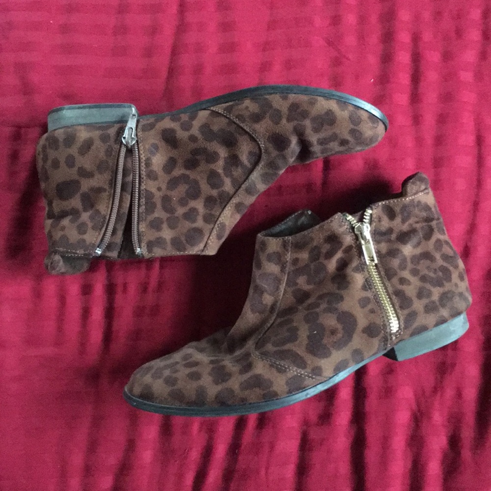 Leopard Print Flat Ankle Booties
